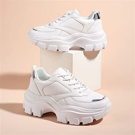 chunky white womens sneakers|white nike sneakers women chunky.